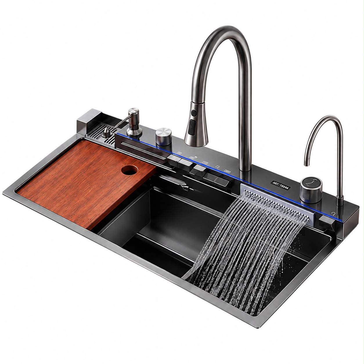 Milano Blue Whale Luxury Smart Waterfall Kitchen Sink